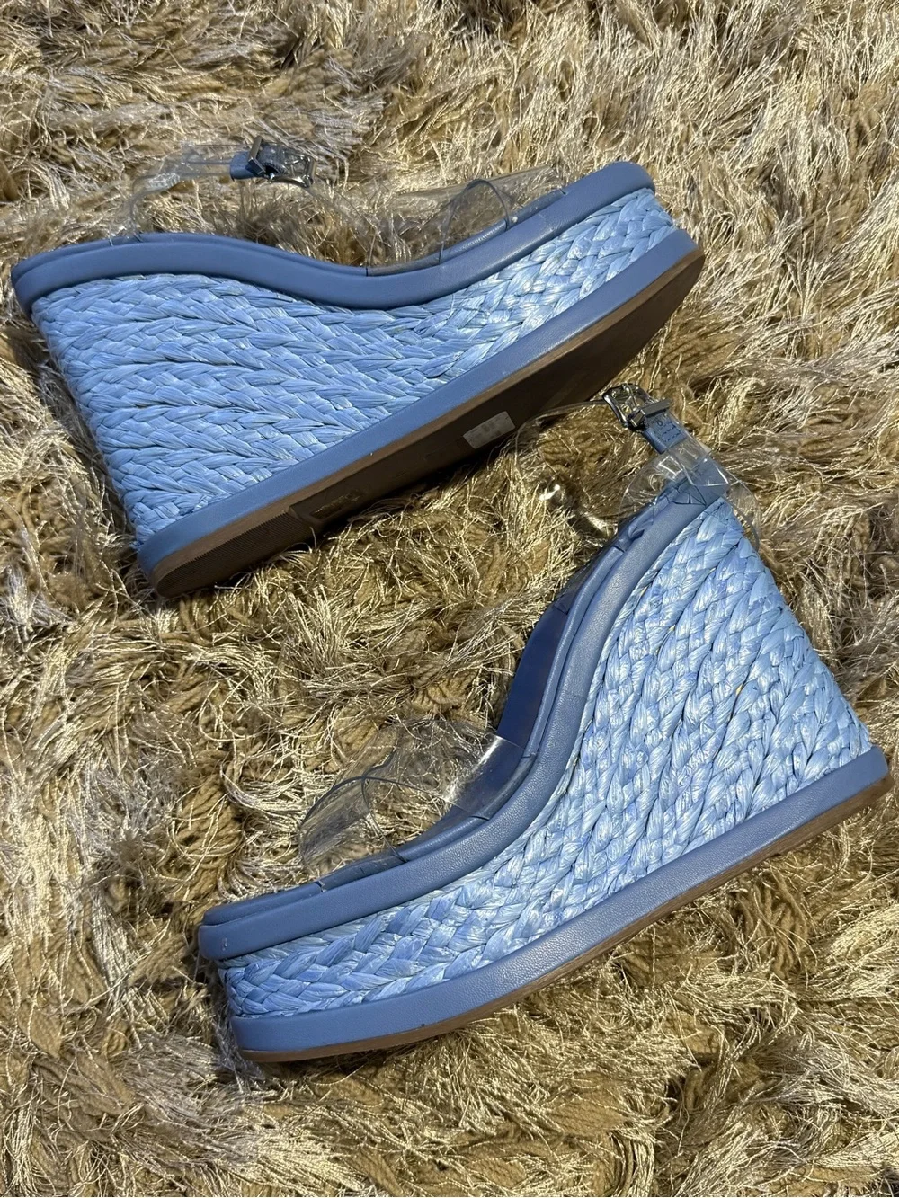 Schutz Caryne Blue Platform Wedge Sandal